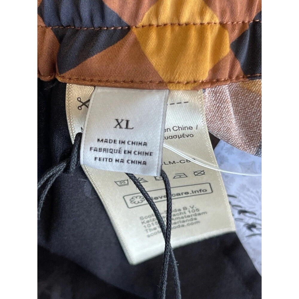 Free People Scotch & Soda Gold Black Geometric Wide Leg Boho Trouser Pants Sz XL - Picture 16 of 16